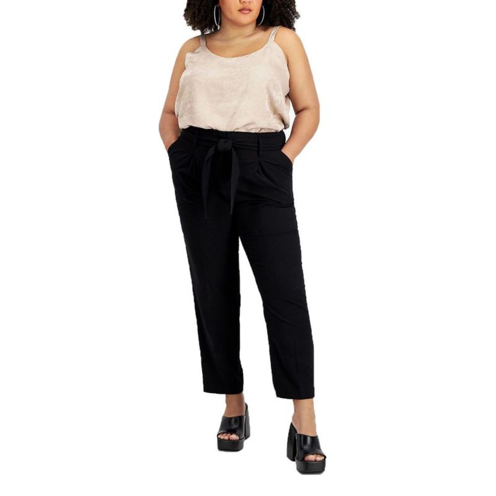 Bar III Black Tie-Waist Pants